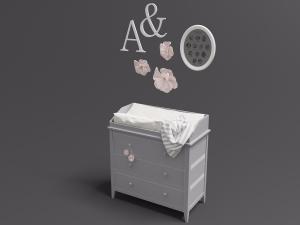 北欧带有抽屉收纳柜的婴儿整理床