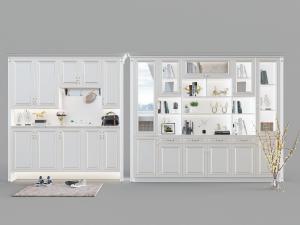 简欧白色玄关柜、鞋柜、书柜组合