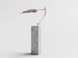 现代抽象长有羽毛翅膀的小人饰品摆件