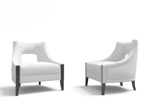 北欧白色镂空靠背皮革单人沙发椅3d模型 北欧白色镂空靠背皮革单人沙发椅