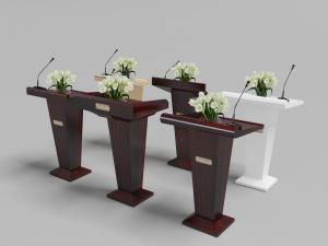 会议室红色实木带有话筒的讲台