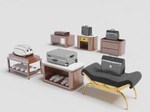 带有鞋柜的实木穿鞋凳、箱包