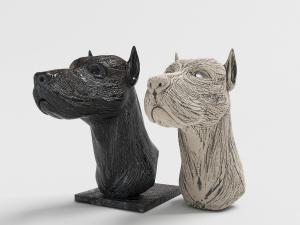 现代黑色眺望的动物狗头饰品摆件