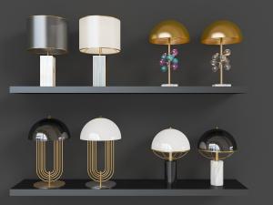 现代大理石灯柱磨砂灯罩的台灯