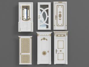 欧式白色装饰雕花构件的卧室、卫生间平开门