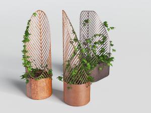 镂空树叶造型花盆的盆栽植物