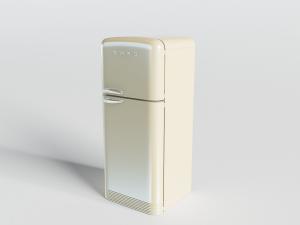 迷你奶黄色上下门电冰箱