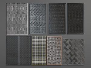 新中式镂空花纹的金属隔断3d模型 新中式镂空花纹的金属隔断