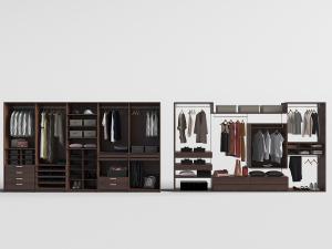 开放式带抽屉、收纳篮的衣柜、衣架