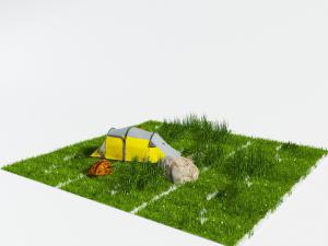 绿色草坪上的帐篷