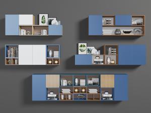 蓝白撞色的拼接装饰柜