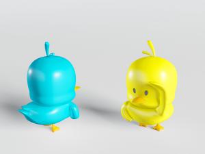 蓝色、黄色儿童小鸭子玩具