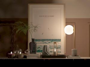 北欧球形台灯、装饰品摆件组合