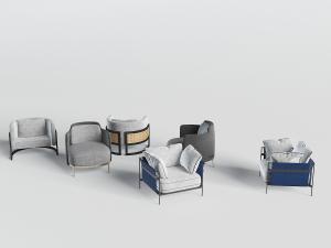 新中式、现代单人沙发3d模型 新中式、现代单人沙发