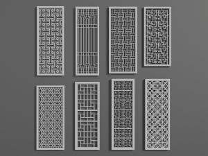 中式工字型花纹隔断3d模型 中式工字型花纹隔断