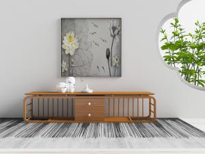 中式实木镂空造型的装饰柜