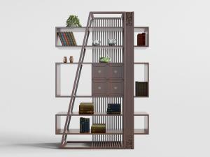 中式实木几何造型的开放式装饰柜