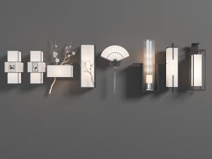 中式装饰黑边的方形壁灯