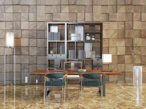 新中式原始实木长方形书桌椅3d模型 新中式原始实木长方形书桌椅