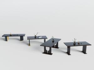 四种不同造型的中式长方形茶几3d模型 四种不同造型的中式长方形茶几