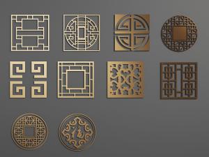 中式方形金属装饰构件