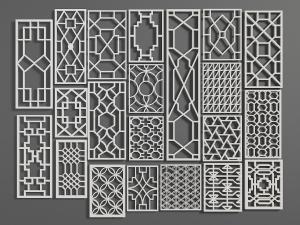 中式白色窗格隔断3d模型 中式白色窗格隔断