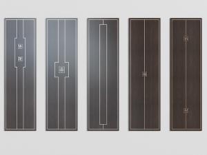 中式黑色装饰金边的实木柜门