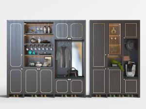 黑色的中式玄关柜3d模型 黑色的中式玄关柜