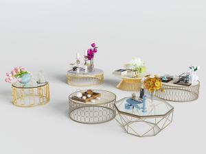 现代轻奢金属铁艺圆形茶几3d模型 现代轻奢金属铁艺圆形茶几