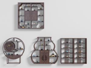 中式葫芦形、圆形的实木装饰展示柜