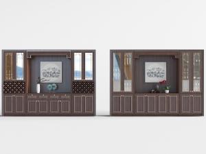 新中式多柜门的实木餐边柜