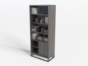 新中式上部开放式下面抽屉的书柜