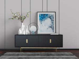 新中式黑色装饰金属拉手的装饰柜