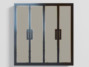 新中式灰色四开门衣柜