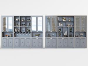 新中式玻璃柜门餐边柜