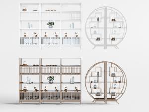 中式圆形、方形开放式装饰柜