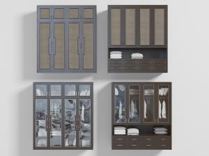 新中式四扇门带镂空收纳的衣柜