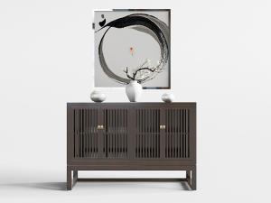 中式实木镂空柜门的装饰柜