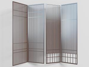 实木条纹镂空的屏风