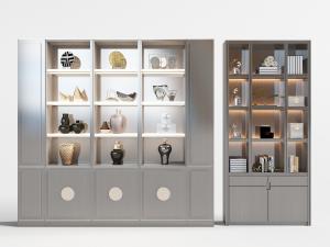 新中式银灰色装饰柜