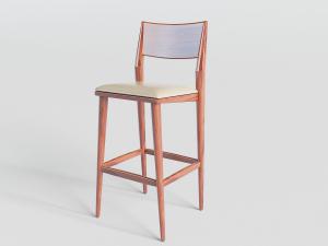 现代方形实木吧椅