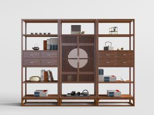 中式实木开放式装饰柜