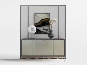 新中式玄关金属脚装饰柜、饰品摆件