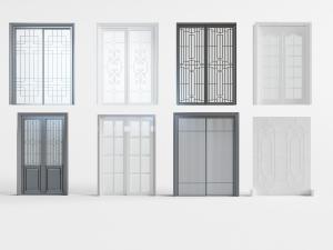 新中式装饰花纹的玻璃推拉门