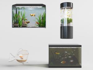 长方形、圆柱形玻璃水族鱼缸