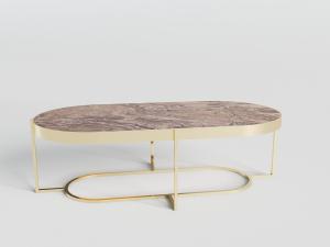 新中式金属框架椭圆形茶几3d模型 新中式金属框架椭圆形茶几