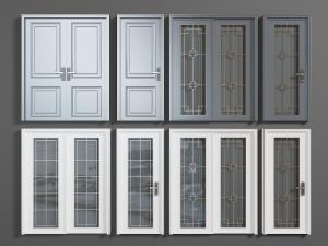 新中式灰色、白色双扇大门、推拉门和平开门