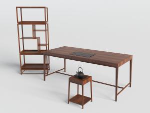 中式实木茶桌、装饰柜