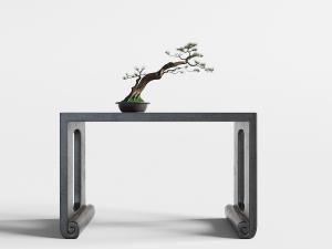 中式书卷造型的案几、盆景3d模型 中式书卷造型的案几、盆景