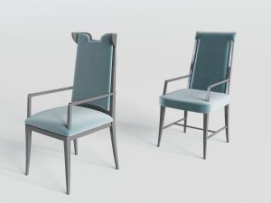 新中式黑色支架蓝色坐垫的餐椅